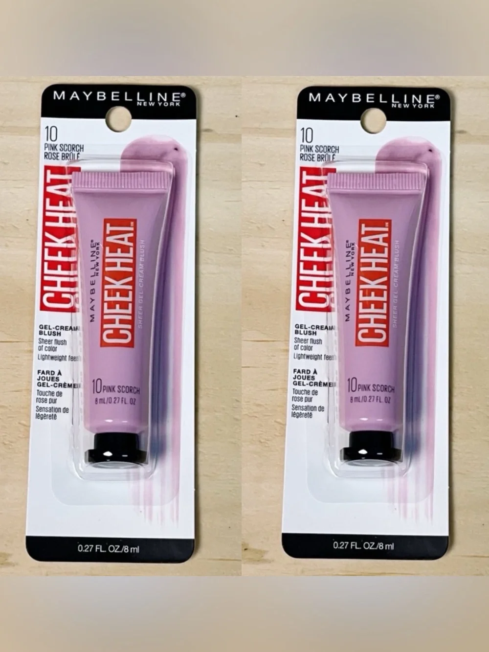 Maybelline 2 Cheek Heat Gel Cream Blush Pink Scorch #10 Girly Y2K Style